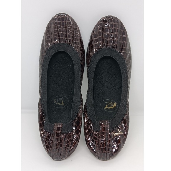 Malibu Jane Shoes - Malibu Jane Brown Crocodile Embossed Faux Leather Ballerina Flats US 10 EU 40